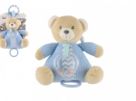 Plys­bamse med optræks spilledåse og rangle, blå 18 × 18 cm
