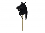 Plys hest på kæp med lyd, 70 cm, sort