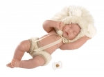Llorens nyfødte realistiske babydukke - sovende pige med helkrop i vinyl - 31 cm