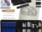 Sæt til skitsering og tegning, 54 dele med etui og A5-skitseblok