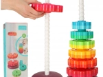 Regnbuetårn med tandede ringe – spiral stablelegetøj til børn 12 m+
