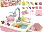 Børne-køkkenvask med service-sæt XXL – lyserød