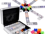 Sæt med Domino og Mexican Train med metalkuffert