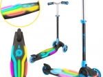 EVO børne-trehjulet løbehjul Rainbow Blast med LED-deck, sammenklappeligt og højdejusterbart, blå