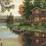 Panoramapuslespil Hygge i hytten 1000 brikker