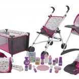 Stort legetøjsæt med tilbehør til dukker, 21 dele