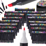 Dobbeltendede alkoholbaserede markere i etui, 168 farver