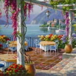 Puslespil Terrasse med blåregn 500 brikker