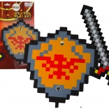 Skum ridder-sæt med pixel-sværd og skjold