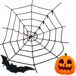Kunstigt sort Halloween-spindelvæv – dekoration 90 × 90 cm