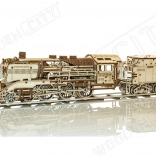 Træ 3D‑puslespil WOODEN CITY eksprestog med tender og skinner, 580 dele