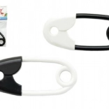 Rangle formet som en sikkerhedsnål, sort/hvid, 12 cm