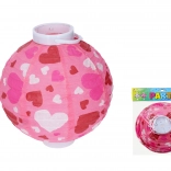 Lanterne kugle 20 cm på batterier med hjerte motiv