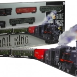 Stor elektrisk modeljernbane med røg og lys, 4 vogne, ellipse 156 cm