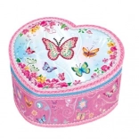Spilledåse i hjerteform med sommerfugle