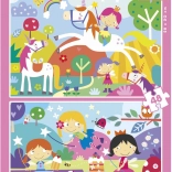 Puslespil Enhjørninger og feer 2×48 brikker