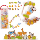 Træperler til snøring, Zoo, Classic World, 13 stk