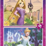 Puslespil DISNEY prinsesser 2×48 brikker – Rapunzel og Askepot