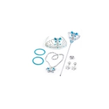 Prinsessesæt med krone, armbånd og øreringe – blå