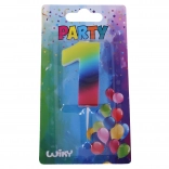 Fødselsdagslys tal 1 i regnbuefarver