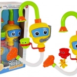 Farverig badrobot med vandfald og kopper