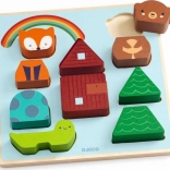 DJECO Puzz & Match regnbue – træpuslespil og byggesæt for de mindste