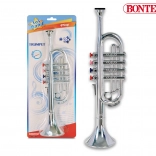 Metallisk skinnende trompet med fire ventiler