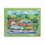 Dino papirpuzzle Transportmidler 40 brikker