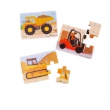 Puslespil 3-i-1 byggemaskiner fra Bigjigs Toys