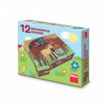 Dino træklodser husdyr 12 stk.