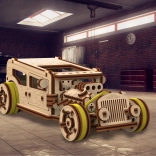 træ 3D-puslespil WOODEN CITY hot rod – mekanisk model 141 dele