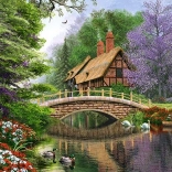 Puslespil Hus ved floden 1000 brikker CASTORLAND