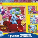 Puslespil BLUE'S CLUES 4-i-1 til børn (12, 16, 20 og 25 brikker)