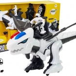 Interaktivt robotisk tyrannosaurus i hvid farve