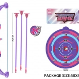 Børnebue med pile og målskive, lilla, 57 cm