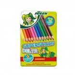 Trekantede DELTA-farveblyanter, 12 farver, i metalæske