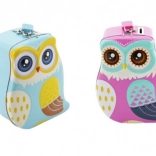 Sparebøsse i ugleform med lås, 16 cm, 2 farver