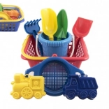 Sandsæt til børn med kurv, spand og sandforme