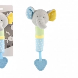 Plys elefant med rasle og bidering 23 cm