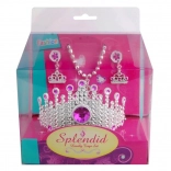 Sæt til små prinsesser – lyserød krone, halskæde og øreringe