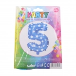 Oppustelig ballon tal 5 blå med stjerner