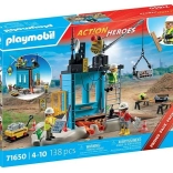 Playmobil Action Heroes – byggeplads med kran og figurer