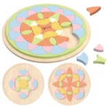 Pastelfarvet mandala Montessori mosaik blomster