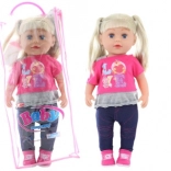 Blond dukke 45 cm med sutteflaske