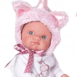 Antonio Juan realistisk dukke baby Enhjørning lyserød 21 cm
