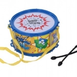 Plastisk børnetromme med rem og trommestikker 16 × 9 cm