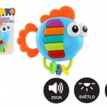 Musikalsk rangle og bidering – fisk med lys og lyd, 14 × 14 cm, fra 3 måneder