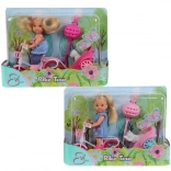 Dukke Evi Love på cykel med anhænger og hund