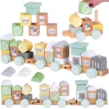 Trætog med vogne og byggesæt