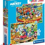 Puslespil 2x60 brikker - Mickey og venner